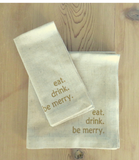 Cotton Imprinted (Gold Glitter) Napkins: eat. drink. be merry.