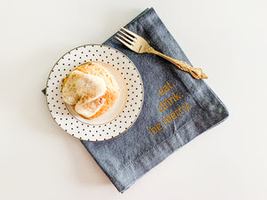Cotton Imprinted (Gold Glitter) Napkins: eat. drink. be merry.