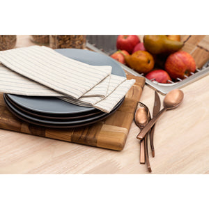 MEEMA Natural Striped Cotton Kitchen Napkins | Made with Upcycled Denim and Cotton | Set of 4